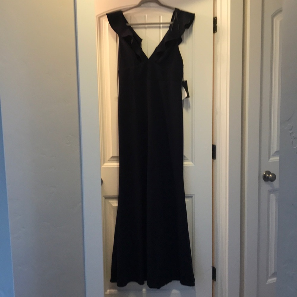 Lulus navy blue floor length evening gown.